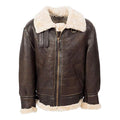 ZA Fashion Cloud Mens B3 Distressed Real Flying Fur Aviator Bomber Shearling Sheepskin Leather Jacket