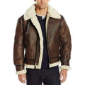 ZA Fashion Cloud Men's B3 Bomber Aviator Shearling Sheepskin Leather Winter Flying Brown Jacket