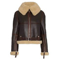 ZA Fashion Cloud Women B3 Sheepskin Aviator Flight Fur Shearling Short Bomber Jacket