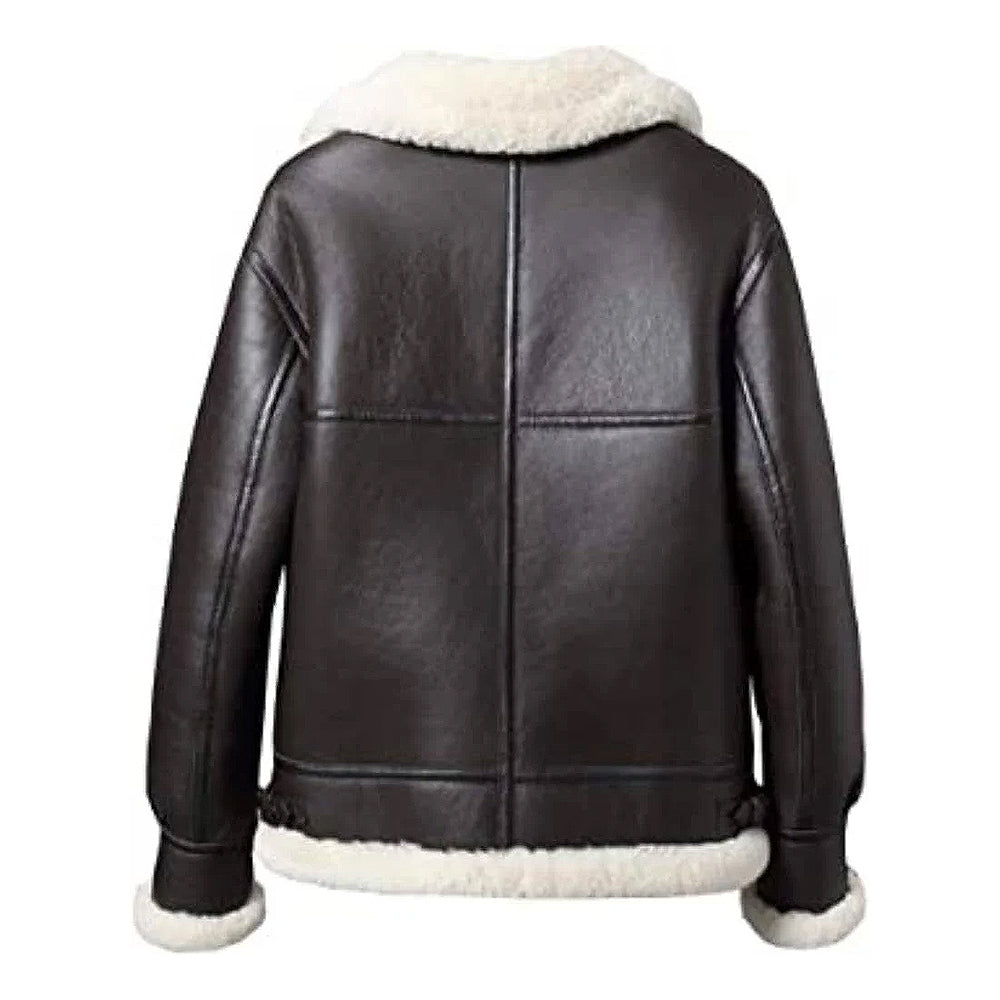 ZA Fashion Cloud Mens Genuine B3 Sheepskin Shearling Leather Fur Jacket Flight Winter Coat