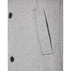 Men's Single Breasted Winter Quilted Warm Classic Trench Slim Fit Grey Long Button Closer Soft Overcoat
