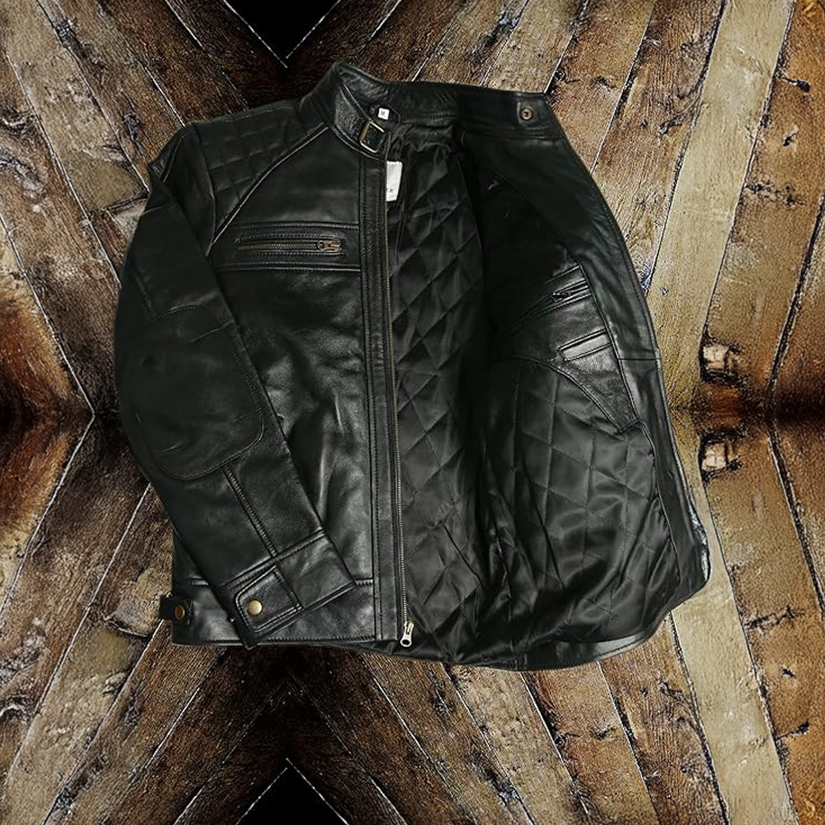 Mens Genuine Leather Biker Jacket Black | Vintage Black Distressed Lambskin Motorcycle Jackets for Men