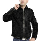 ZA Fashion Cloud Men's Persian Lamb Black Fur Jacket Karakul Coat