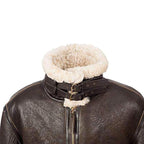 ZA Fashion Cloud Mens B3 Distressed Real Flying Fur Aviator Bomber Shearling Sheepskin Leather Jacket