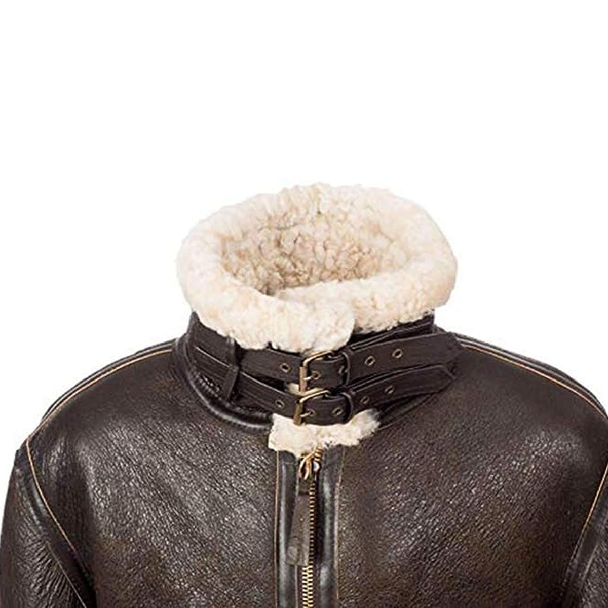 ZA Fashion Cloud Mens B3 Distressed Real Flying Fur Aviator Bomber Shearling Sheepskin Leather Jacket