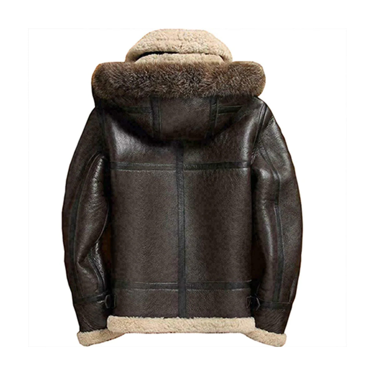 ZA Fashion Cloud Men’s Genuine Leather Real Sheepskin Coat Raccoon Fur Detachable Hood Winter Jacket