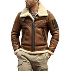ZA Fashion Cloud Mens Shearling Sheepskin B3 Flying Aviator Winter Coat Fur Bomber WW 2 Leather Jacket