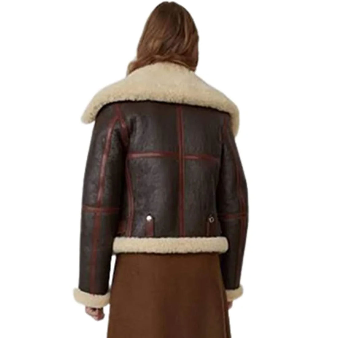 ZA Fashion Cloud Women B3 Sheepskin Aviator Flight Fur Shearling Short Bomber Jacket