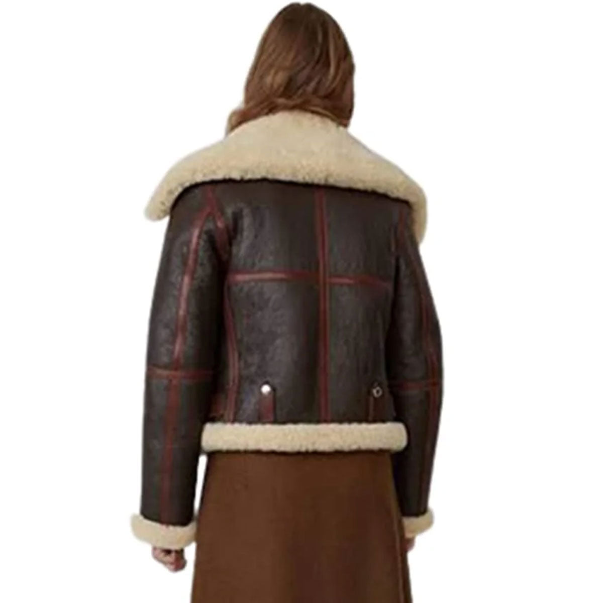 ZA Fashion Cloud Women B3 Sheepskin Aviator Flight Fur Shearling Short Bomber Jacket