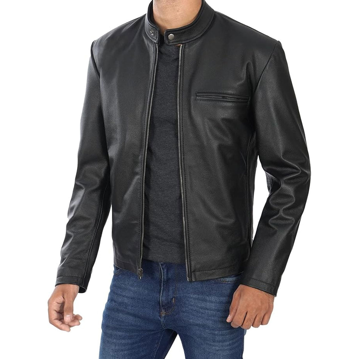 Leather Jacket Men - Casual Stylish Genuine Lambskin Black Leather Jackets for Men