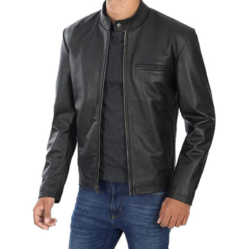 Leather Jacket Men - Casual Stylish Genuine Lambskin Black Leather Jackets for Men