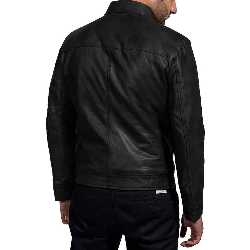 Mens Leather Jacket - Real Lambskin Classic Vintage Style Leather Jackets For Men Black Leather Jacket for Mens