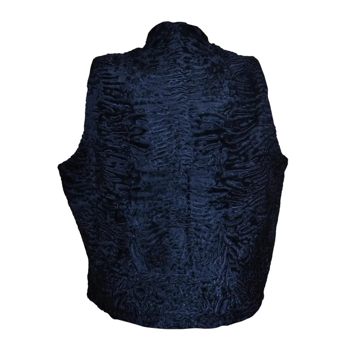 ZA Fashion Cloud Men's Persian Vest Lamb Fur Karakul Sleeveless Zipper Closer Black Winter Waistcoat Jacket