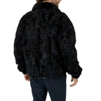 ZA Fashion Cloud Men's Sheepskin Black Karakul Persian Jacket Pure Real Fur Mink Collar Zipper Coat