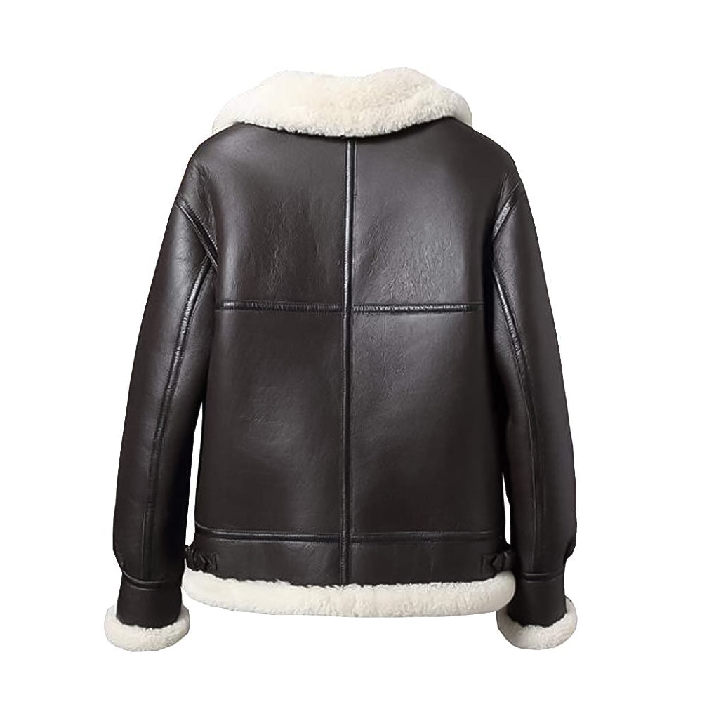 ZA Fashion Cloud Men’s Aviator Real B3 Shearling Sheepskin Leather Bomber Flying Pilot Jacket