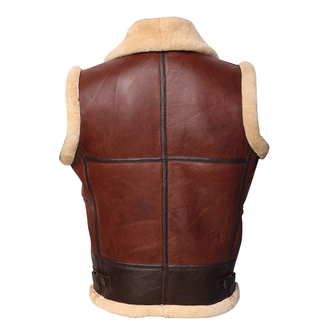 ZA Fashion Cloud Mens Brown Shearling Vest Lambskin Winter Jackets