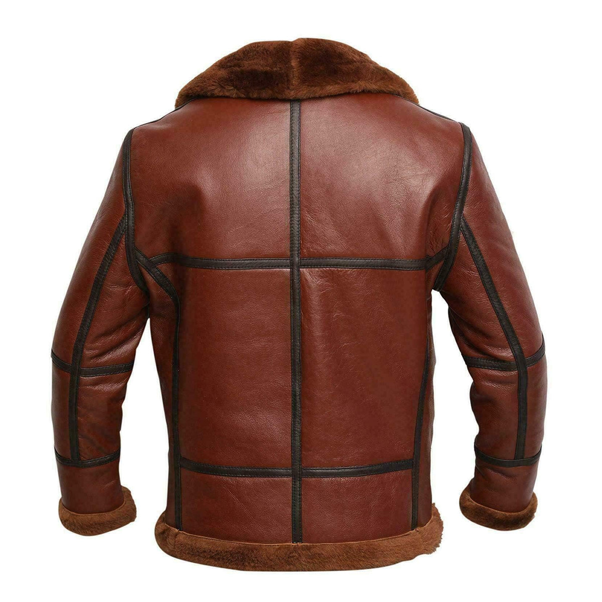 ZA Fashion Cloud Men's Genuine B3 Flying RAF Shearling Sheepskin Real Fur Coat Leather Jacket