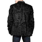 ZA Fashion Cloud Men's Genuine Persian Lamb Fur Jacket Mink Collar Karakul Winter Black Elegant Coat