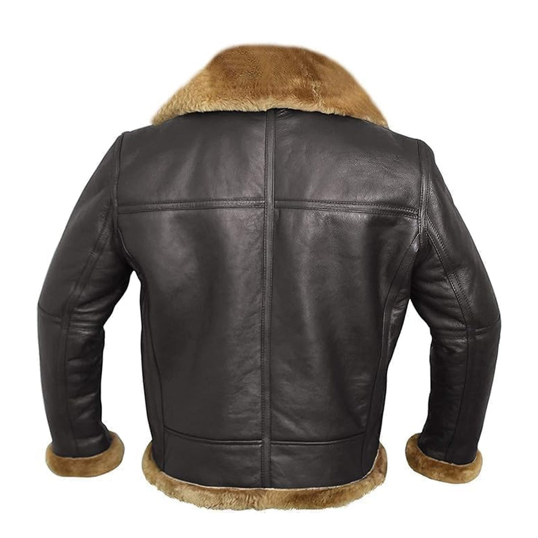 ZA Fashion Cloud B3 Bomber Jacket Men Genuine Sheepskin Shearling Leather Jacket Winter Fur Coat Brown