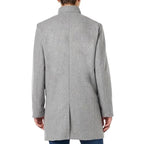 Men's Single Breasted Winter Quilted Warm Classic Trench Slim Fit Grey Long Button Closer Soft Overcoat