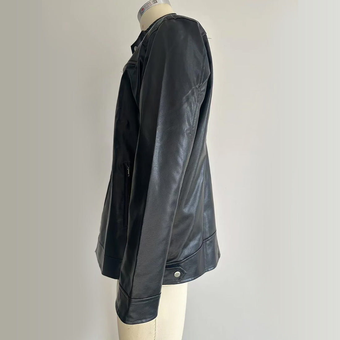 Men's Stand-up Collar Leather Jacket Business Casual Jacket