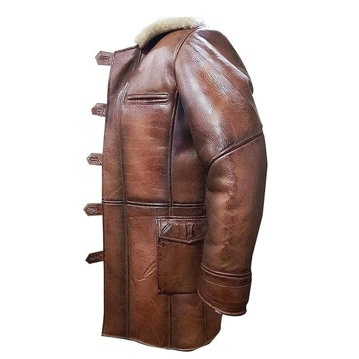 ZA Fashion Cloud Men Bane Leather Coat Tom Hardy Dark Knight Style Winter Shearling Jacket Brown Genuine Leather Bomber Overcoat