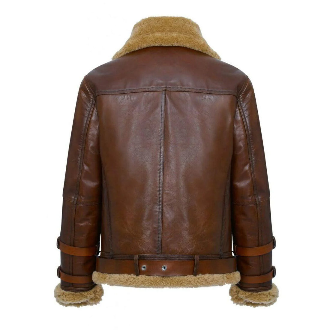 Men's Real Shearling Sheepskin Leather Pilot Aviator B3 Bomber Flying Jacket