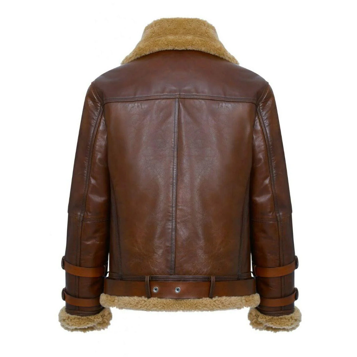 Men's Real Shearling Sheepskin Leather Pilot Aviator B3 Bomber Flying Jacket