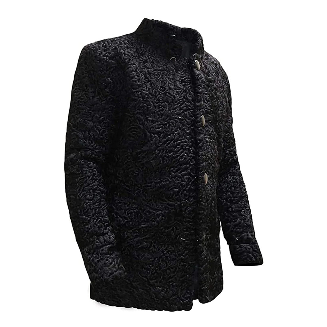 ZA Fashion Cloud New Real Karakul Persian Lamb Fur Jacket Black Coat