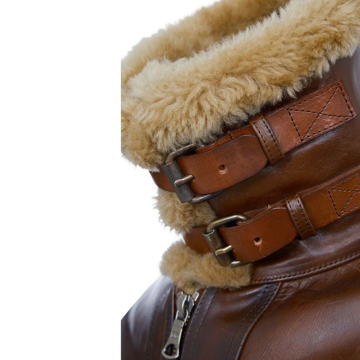 Men's Real Shearling Sheepskin Leather Pilot Aviator B3 Bomber Flying Jacket