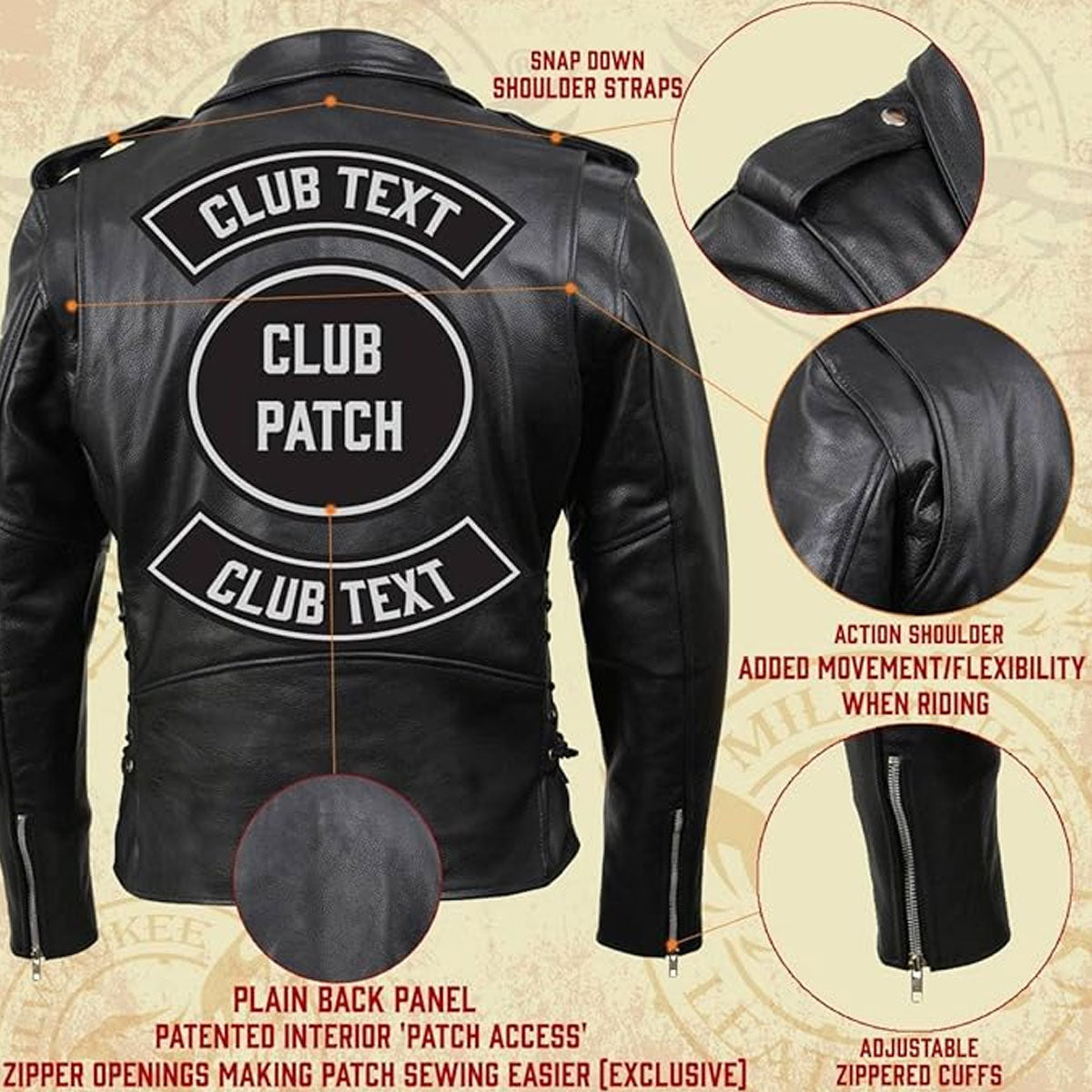 Men's Classic Brando Premium Leather Black Motorcycle Riders Leather Jacket w/Side Laces