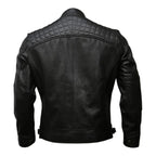 Mens Genuine Leather Biker Jacket Black | Vintage Black Distressed Lambskin Motorcycle Jackets for Men