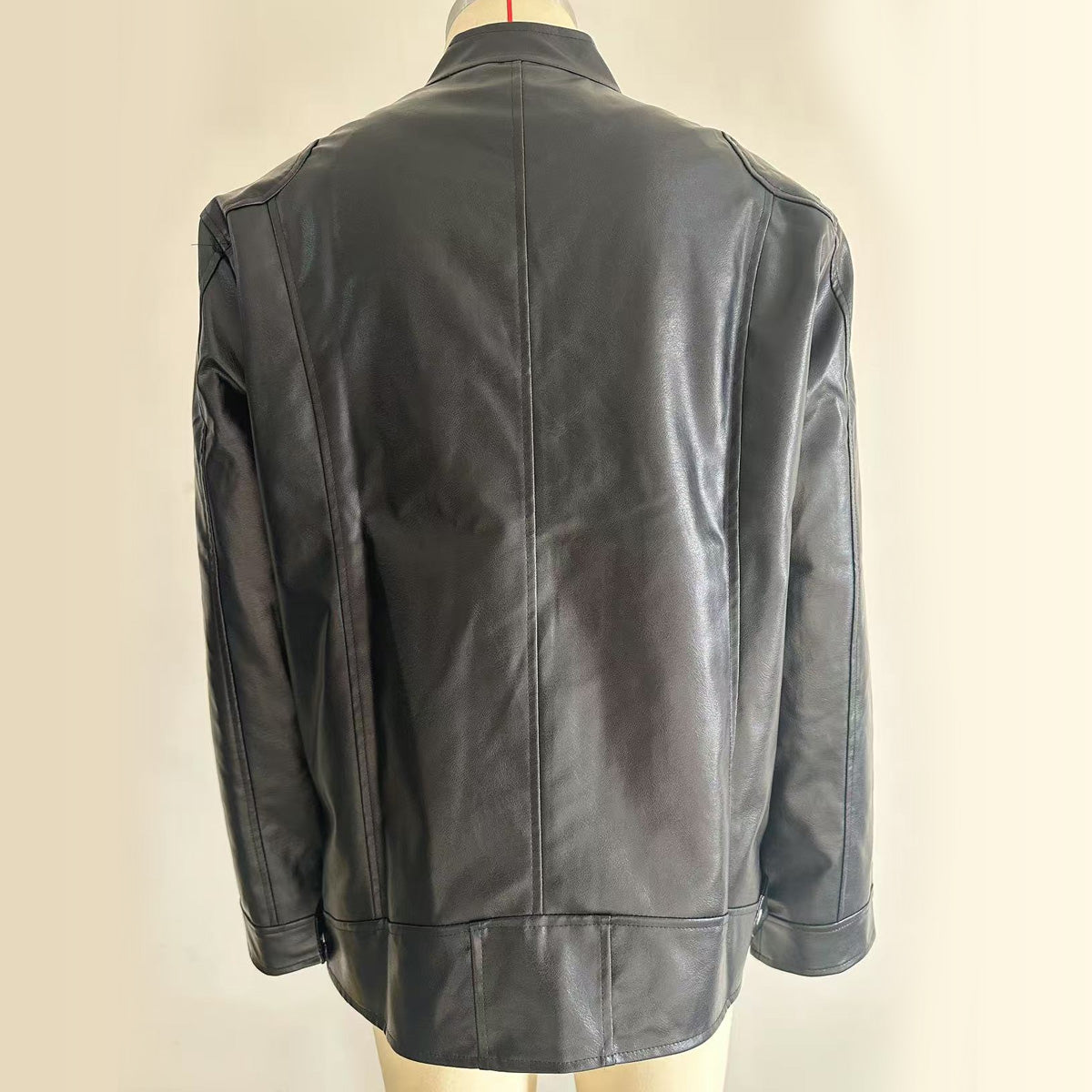 Men's Stand-up Collar Leather Jacket Business Casual Jacket