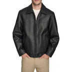 Mens James Genuine Black Leather Jacket- Real Lambskin Classic Vntage Style Jacket