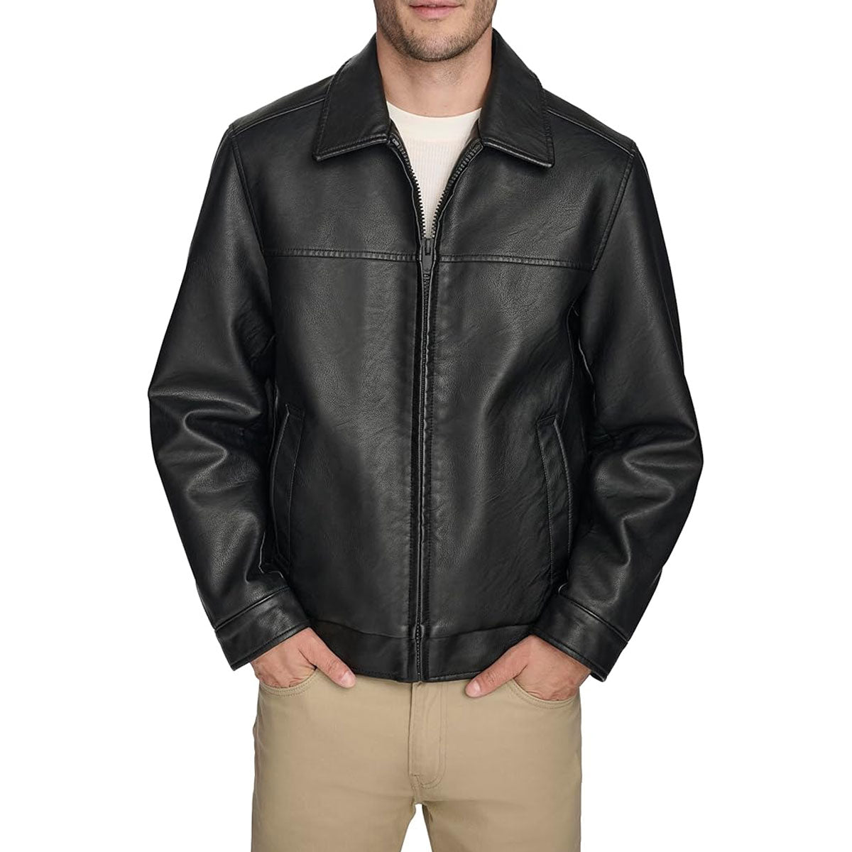Mens James Genuine Black Leather Jacket- Real Lambskin Classic Vntage Style Jacket