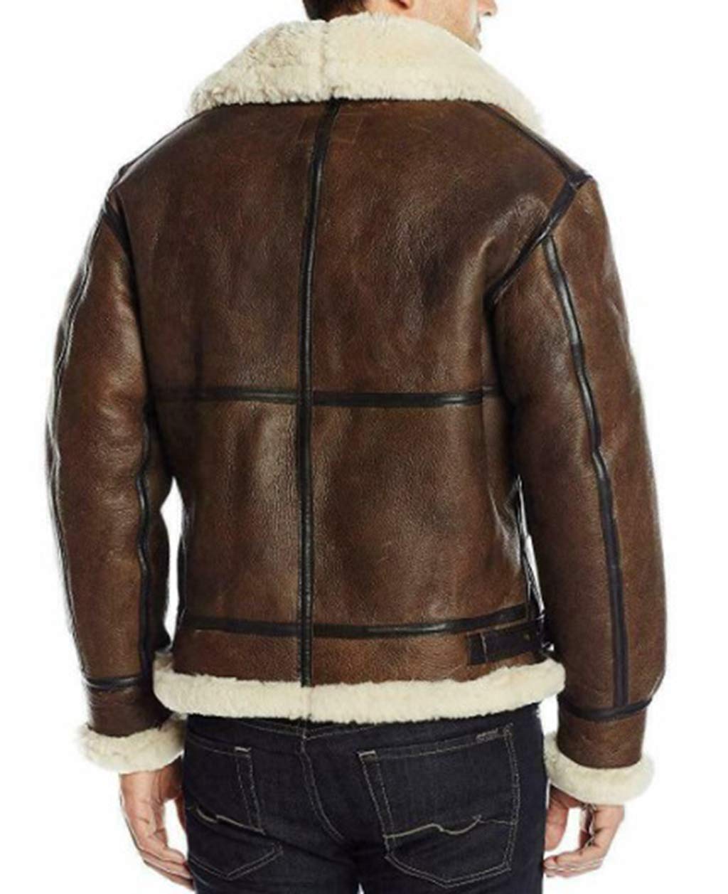 Men's Brown B3 Shearling Sheepskin WW 2 Bomber Leather Flying Aviator Jacket
