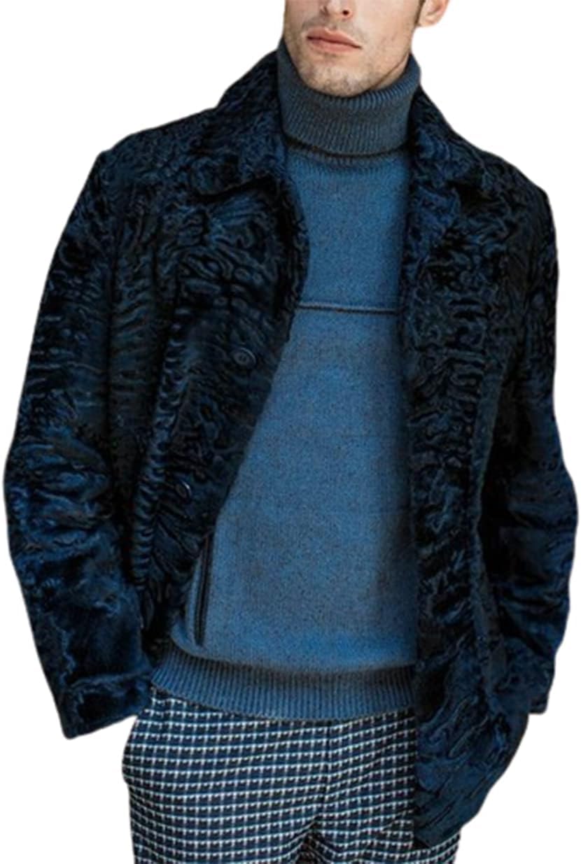 ZA Fashion Cloud Mens Karakul Persian Lamb Black fur Coat Winter jacket