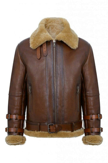Men’s Real Sheepskin Shearling Jacket B3 RAF Aviator Flying Bomber Jacket