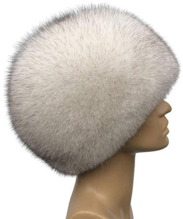 Generic Blue Fox Fur Cap Adjustable All Natural Russian Style Warm White Hat (XS), X-Small