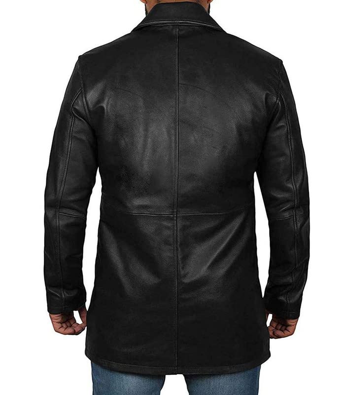 ZA Fashion Cloud New Men's Genuine Black Leather Jacket Car long Coat