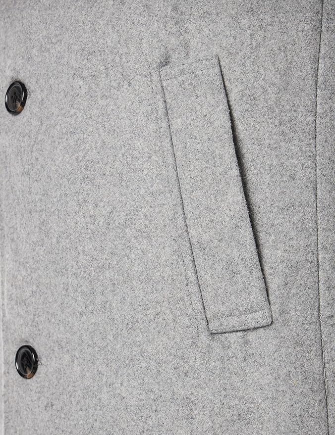 Men's Trench Slim Fit Grey Single Breasted Winter Warm Long Button Closer Soft Overcoat