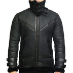 ZA Fashion Cloud New Men's Real Shearling Sheepskin B3 WWII Jacket Bomber Aviator Pilot Coat