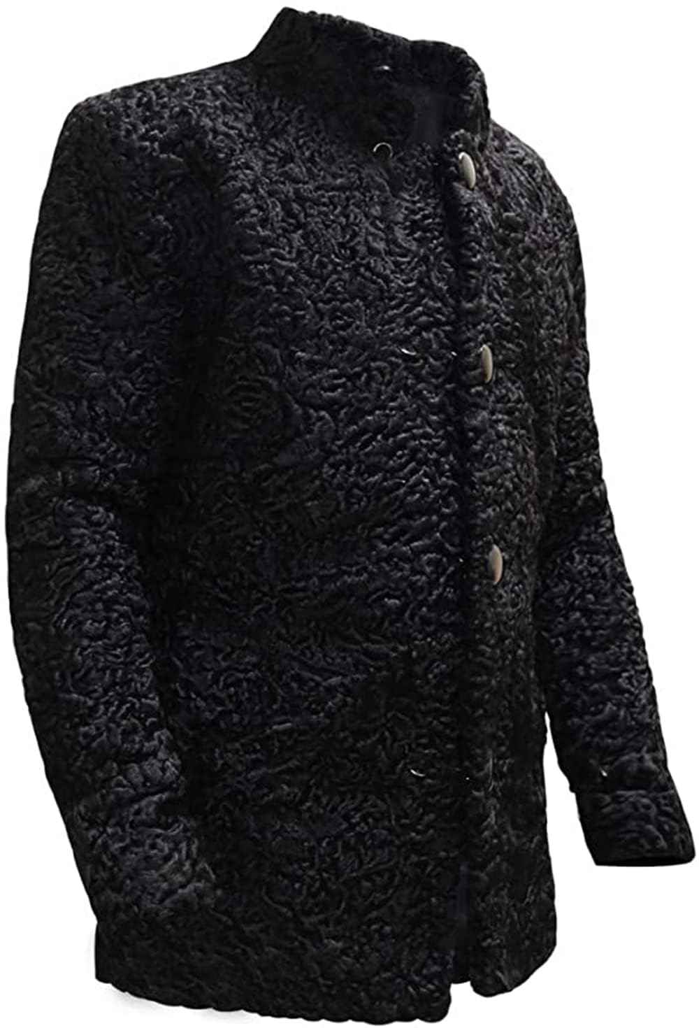 ZA Fashion Cloud New Real Karakul Persian Lamb Fur Jacket Black Coat