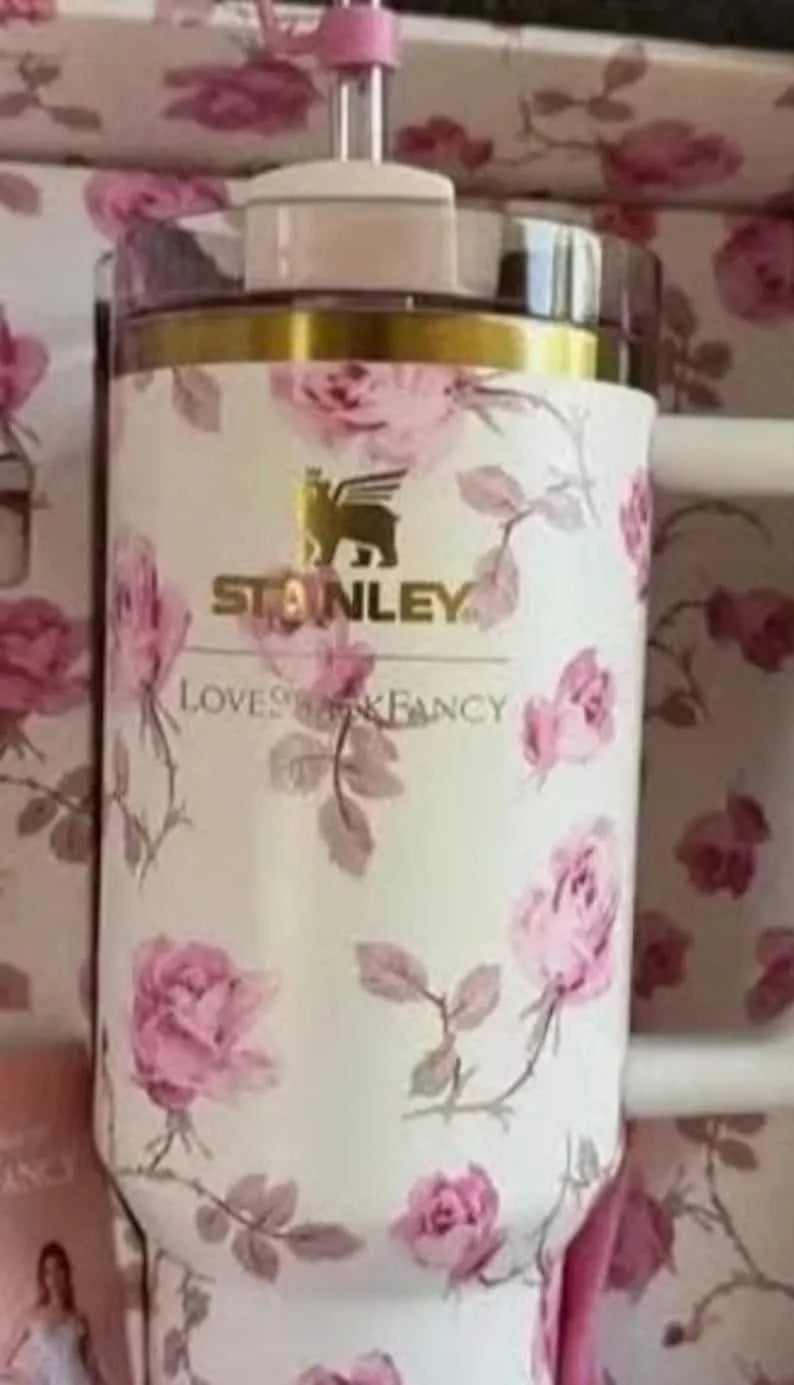 40oz Insulated Tumbler Cup – Holiday Floral Design Stainless Steel Travel Mug with Gift Box