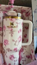 40oz Insulated Tumbler Cup – Holiday Floral Design Stainless Steel Travel Mug with Gift Box
