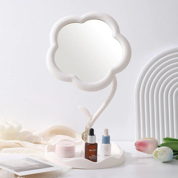 Flower-Shaped Makeup Mirror Desk Vanity Mirror for Living Room Bedroom and Minimal Spaces Home Decor