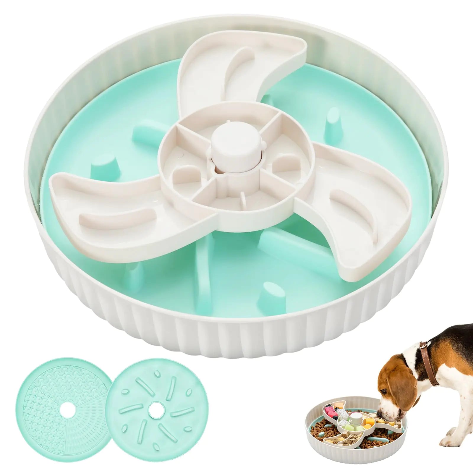 Tivray 2-in-1 Slow Feeder Dog Bowl with Lick Mat: Interactive Puzzle for Healthy Eating