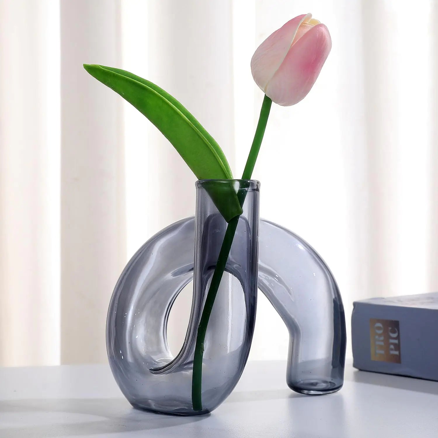 Clear Glass Vase Glass Flower Vases for Centerpieces Home Decor - Ins Modern Boho Style Vase for Wedding Housewarming Gift