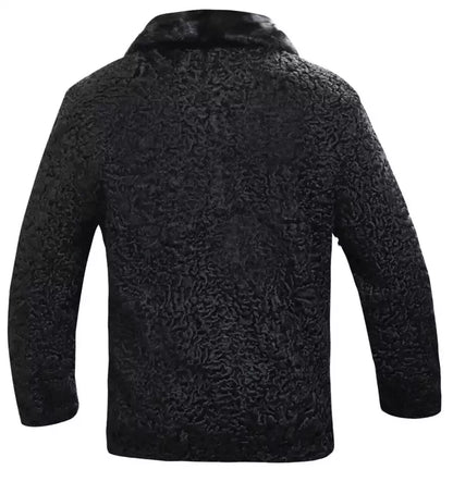 Men's Black Sheep FUR Real Persian Lamb Winter Zipper Karakul Coat