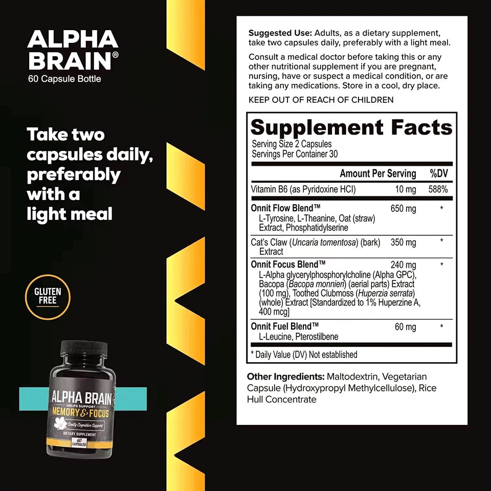 Alpha BRAIN Nootropic Brain Health, Memory and Focus Support, 60 Ct